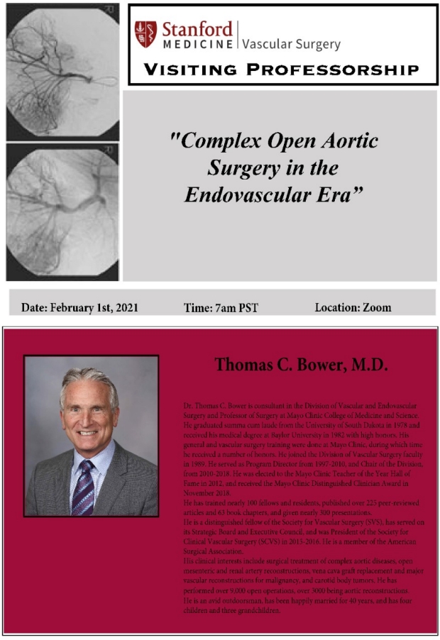 Stanford Vascular Surgery Visiting Professor Thomas Bower